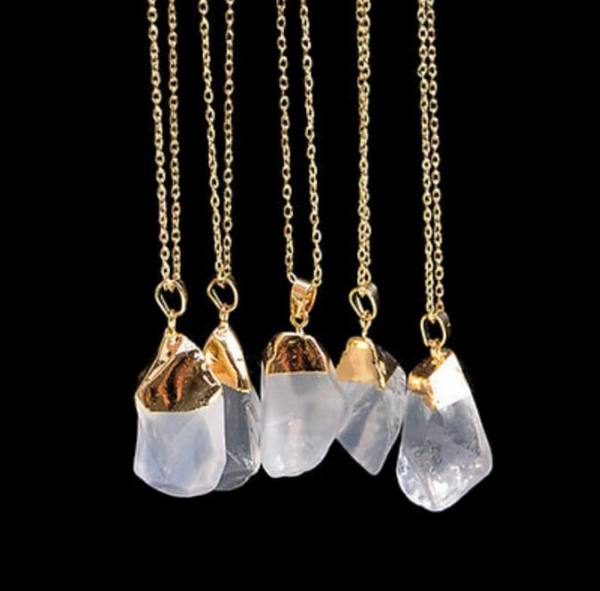 Ogrlica z obeskom FLUORIT- Transparent bela 830