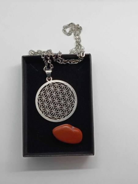 Ogrlica Amulet Roža življenja z kristalom Jaspisa 3048