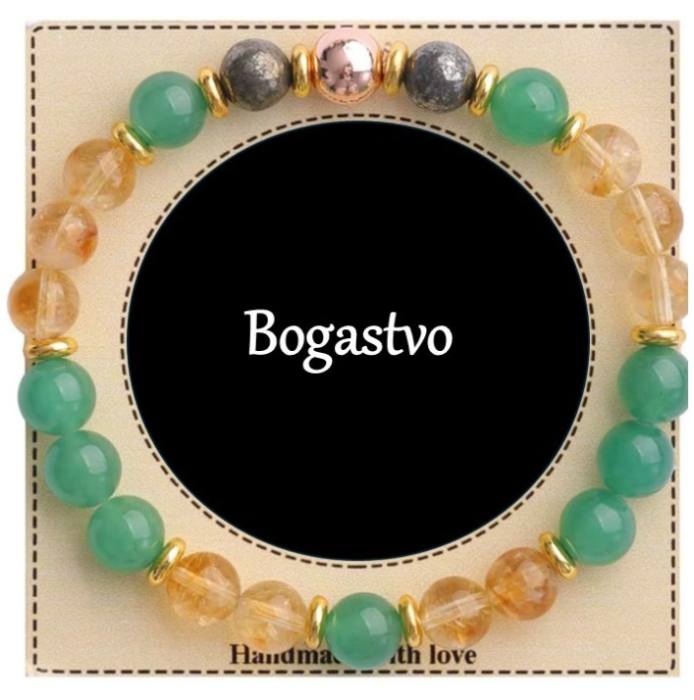 Zapestnica iz naravnih kristalov za BOGASTVO 5756