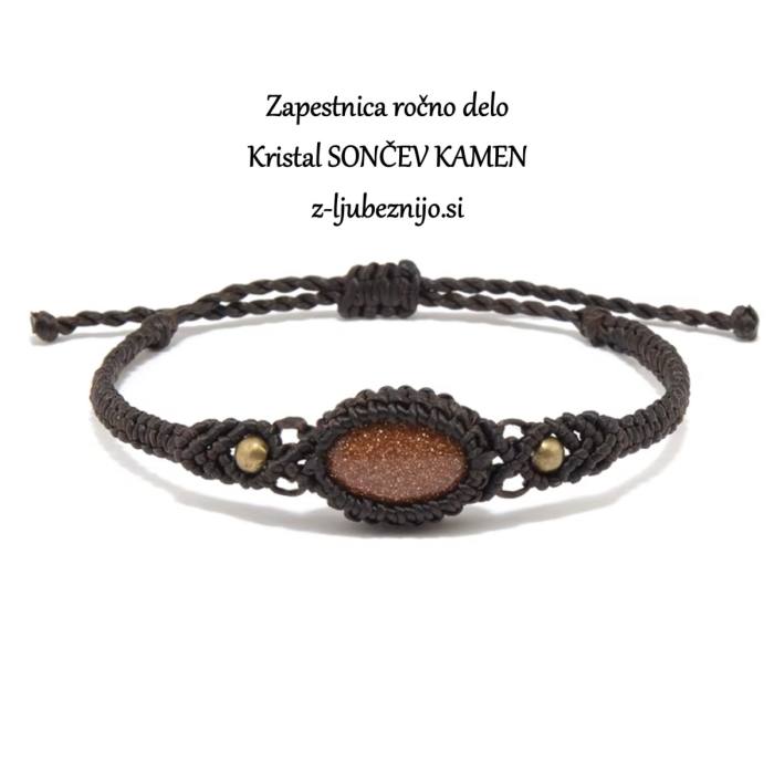 Ročno izdelana makrame zapestnica – kristal SONČEV KAMEN 5842
