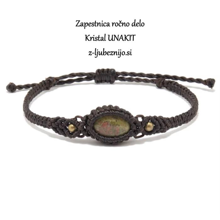 Ročno izdelana makrame zapestnica – kristal UNAKIT 5838