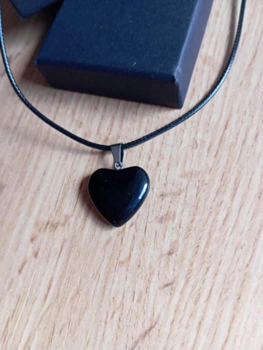 Obesek srce iz naravnega kamna Obsidian 5850