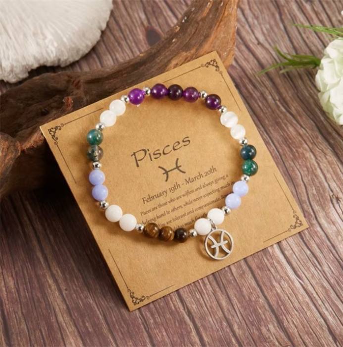 Zapestnica iz naravnih kristalov za astrološko znamenje RIBI 5782