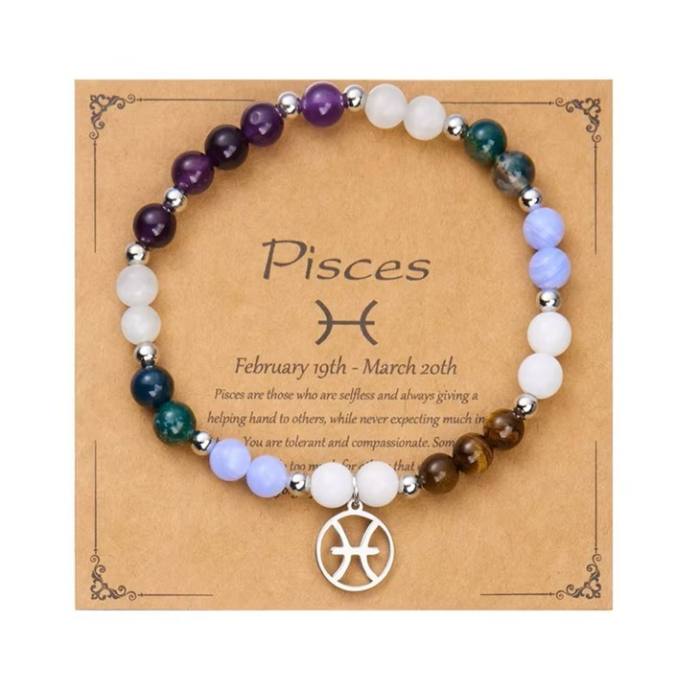 Zapestnica iz naravnih kristalov za astrološko znamenje RIBI 5783