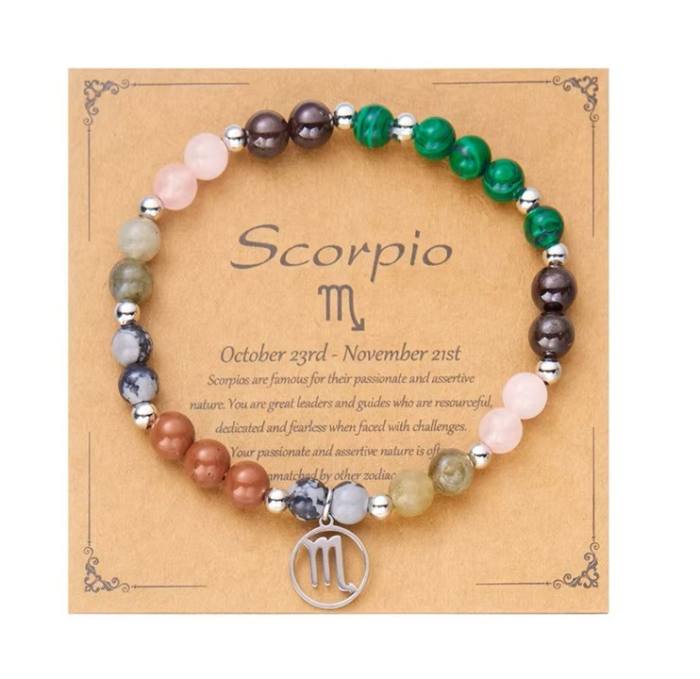 Zapestnica iz naravnih kristalov za astrološko znamenje ŠKORPIJON 5789