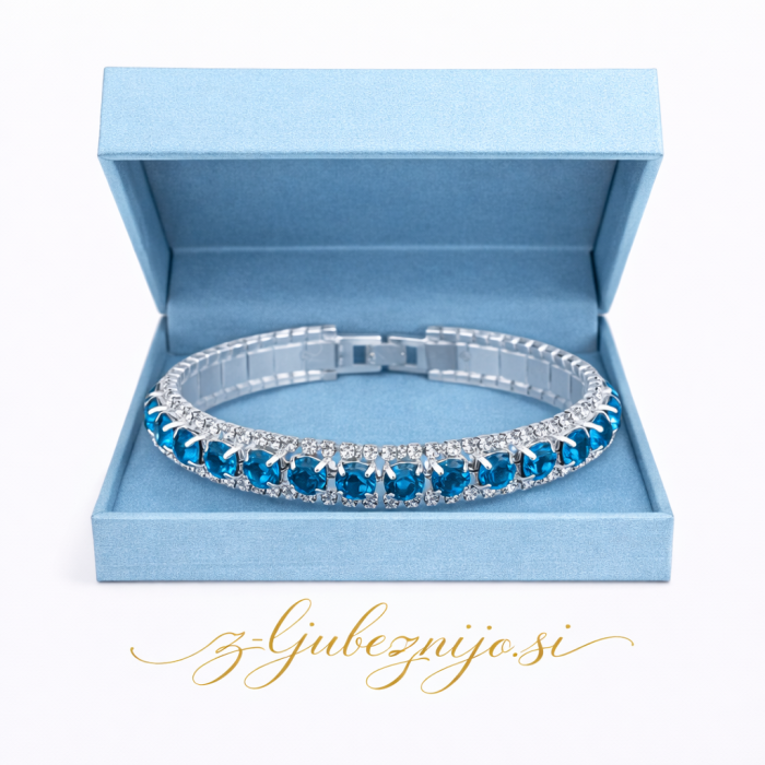 Zapestnica s cirkoniji – modra 6684
