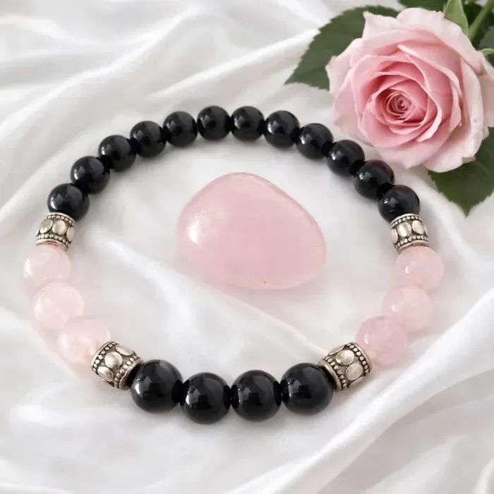 Komplet ljubezni in zaščite – obsidian, roževec in žepni kristal roževec 6455