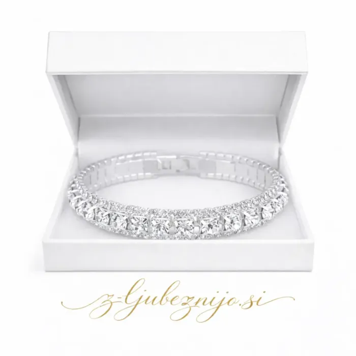 Zapestnica s cirkoniji – kristalna 6667