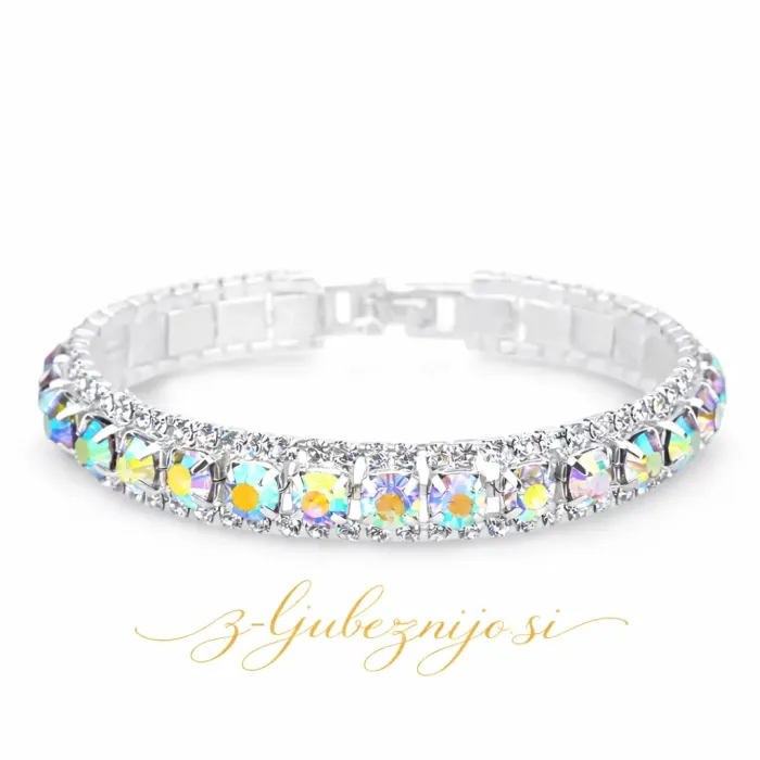 Zapestnica s cirkoniji – kristalno mavrična 6680