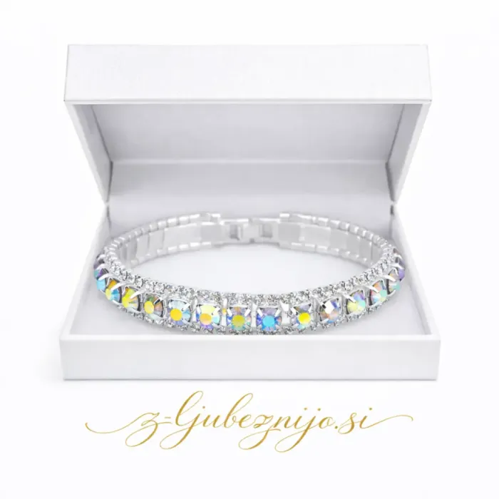 Zapestnica s cirkoniji – kristalno mavrična 6679