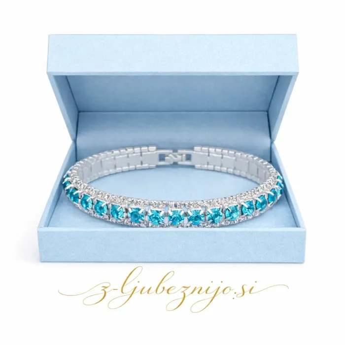 Zapestnica s cirkoniji – turkizno modra 6670