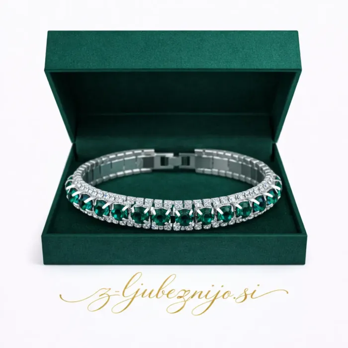 Zapestnica s cirkoniji – zelena 6681