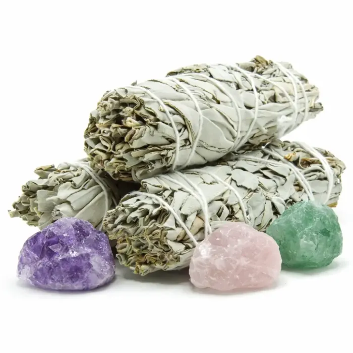 Beli žajbelj – sveto kadilo za čiščenje negativnih energij (z kristalom) 6791