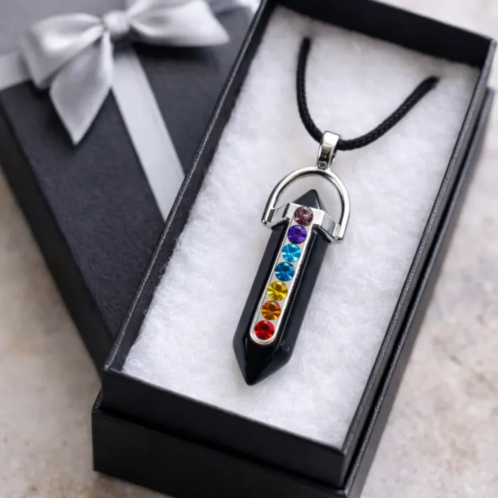 Obesek Oniks s Čakra Kristali 6763