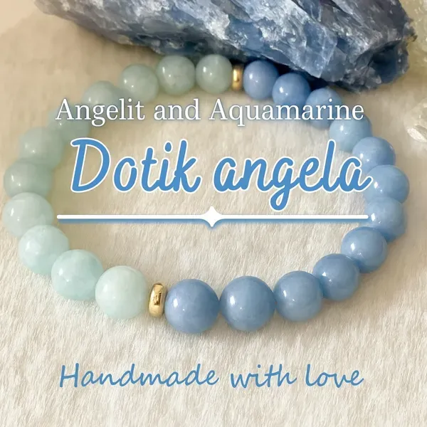 Zapestnica iz angelita in akvamarina – Dotik angela 6162