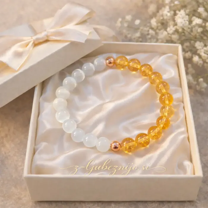 Zapestnica Svetlobe (naravni citrin in selenit) 6644